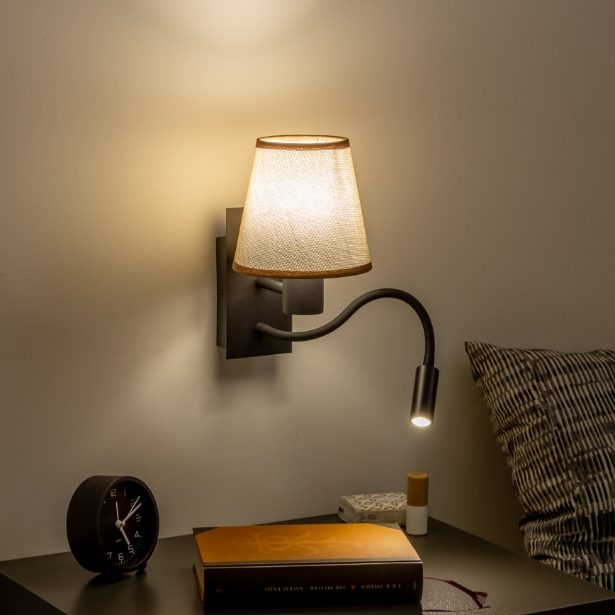 Brilagi - LED Flexibilní nástěnná lampa NUBILA 1xE27/25W/230V + LED/3W černá/hnědá