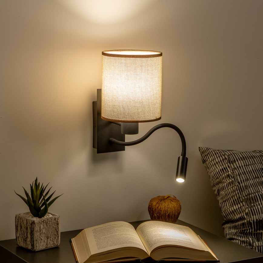 Brilagi - LED Flexibilní nástěnná lampa NUBILA 1xE27/25W/230V + LED/3W černá/hnědá