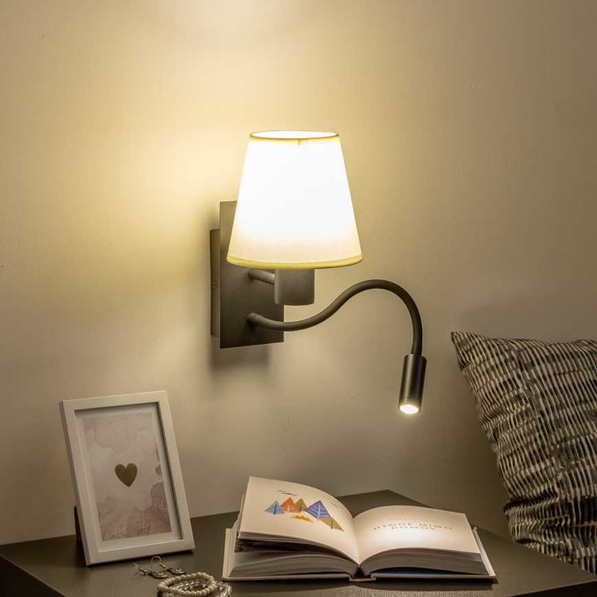 Brilagi - LED Flexibilní nástěnná lampa NUBILA 1xE27/25W/230V + LED/3W černá/krémová