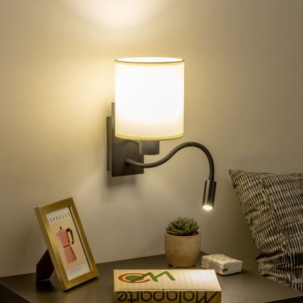 Brilagi - LED Flexibilní nástěnná lampa NUBILA 1xE27/25W/230V + LED/3W černá/krémová