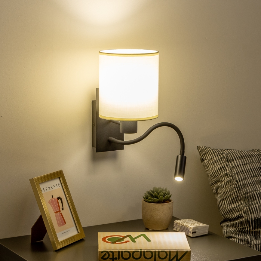 Brilagi - LED Flexibilní nástěnná lampa NUBILA 1xE27/25W/230V + LED/3W černá/krémová