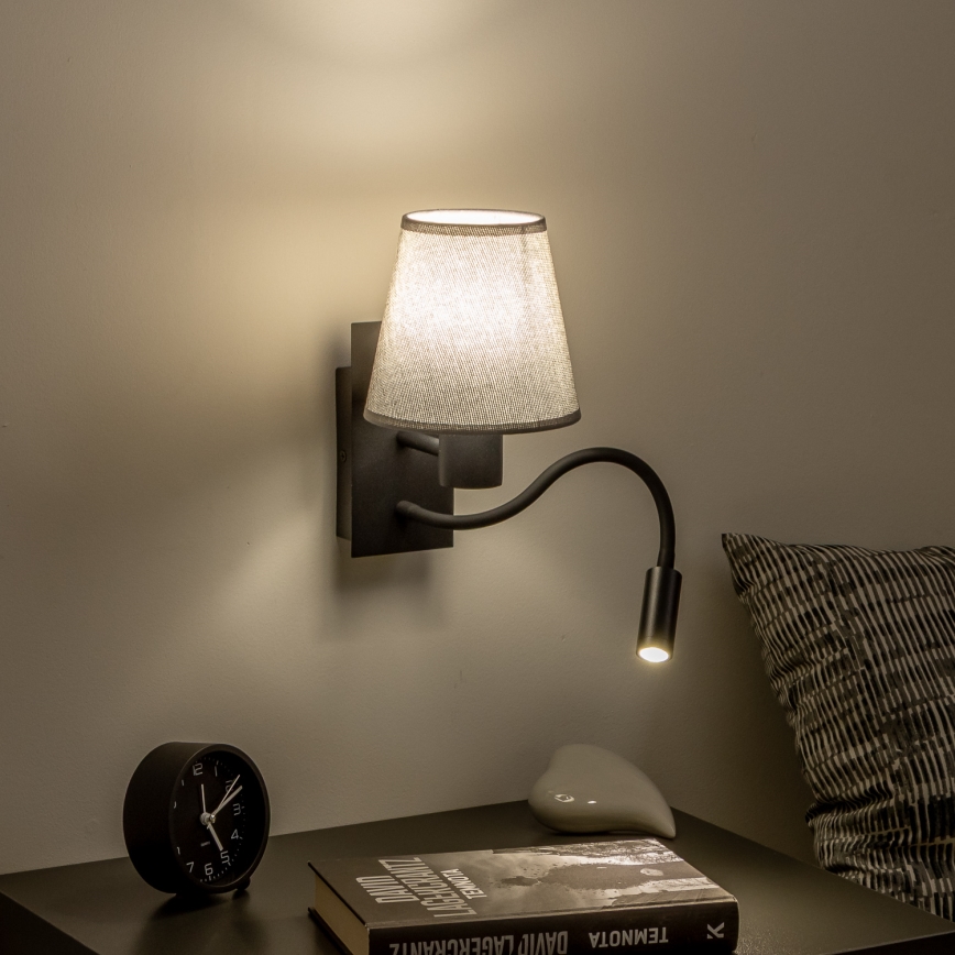 Brilagi - LED Flexibilní nástěnná lampa NUBILA 1xE27/25W/230V + LED/3W černá/šedá