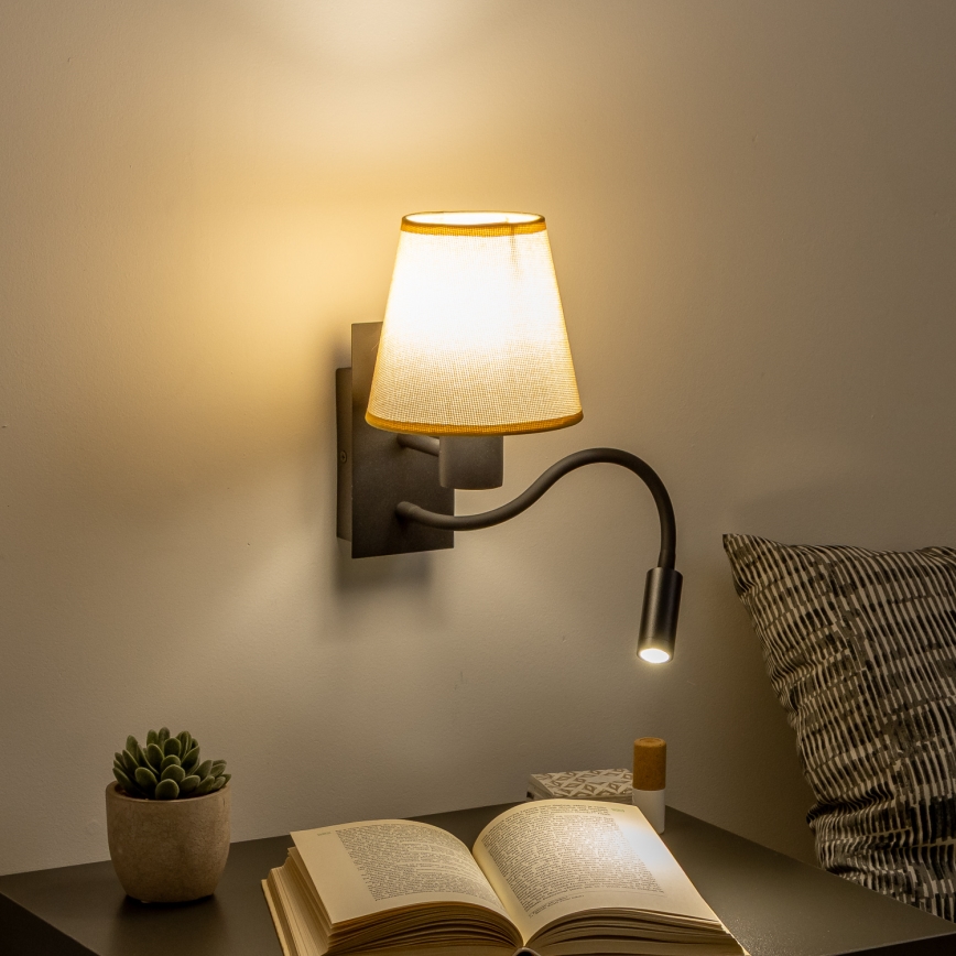 Brilagi - LED Flexibilní nástěnná lampa NUBILA 1xE27/25W/230V + LED/3W černá/světle hnědá