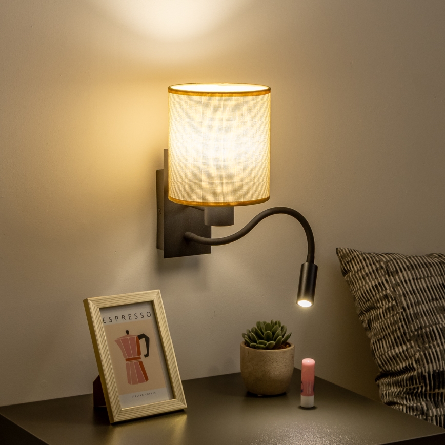 Brilagi - LED Flexibilní nástěnná lampa NUBILA 1xE27/25W/230V + LED/3W černá/světle hnědá