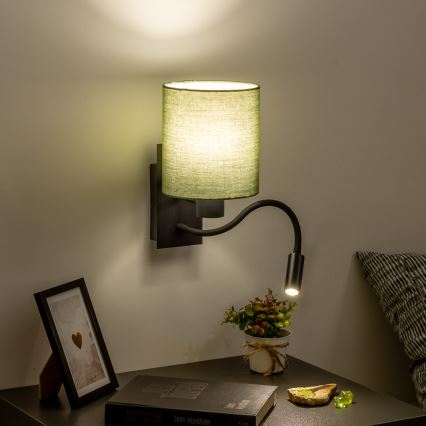 Brilagi - LED Flexibilní nástěnná lampa NUBILA 1xE27/25W/230V + LED/3W černá/zelená