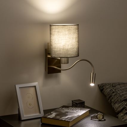 Brilagi - LED Flexibilní nástěnná lampa NUBILA 1xE27/25W/230V + LED/3W matný chrom/antracit