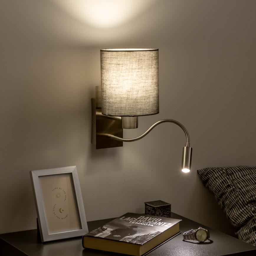 Brilagi - LED Flexibilní nástěnná lampa NUBILA 1xE27/25W/230V + LED/3W matný chrom/antracit