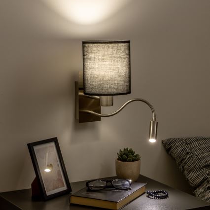 Brilagi - LED Flexibilní nástěnná lampa NUBILA 1xE27/25W/230V + LED/3W matný chrom/černá