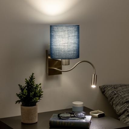 Brilagi - LED Flexibilní nástěnná lampa NUBILA 1xE27/25W/230V + LED/3W matný chrom/tmavě modrá