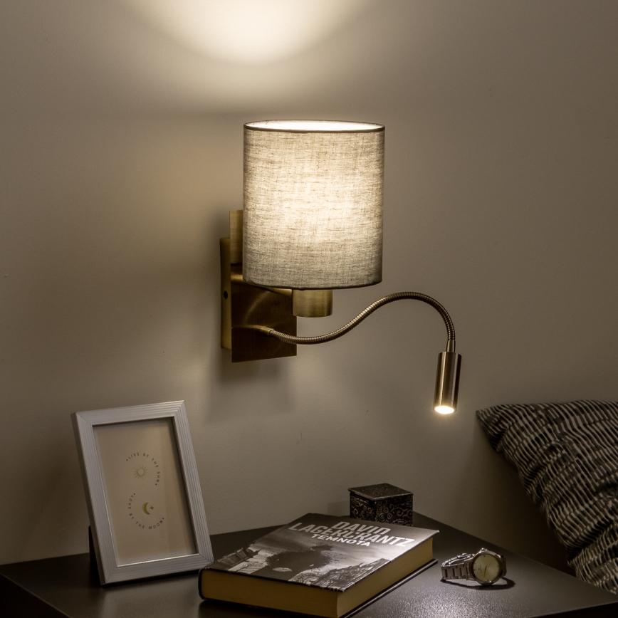 Brilagi - LED Flexibilní nástěnná lampa NUBILA 1xE27/25W/230V + LED/3W mosaz/antracit