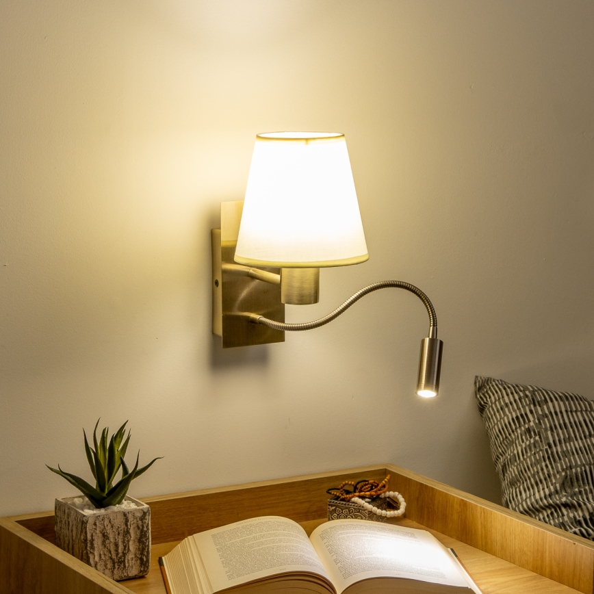 Brilagi - LED Flexibilní nástěnná lampa NUBILA 1xE27/25W/230V + LED/3W mosaz/krémová