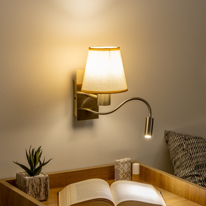 Brilagi - LED Flexibilní nástěnná lampa NUBILA 1xE27/25W/230V + LED/3W mosaz/světle hnědá