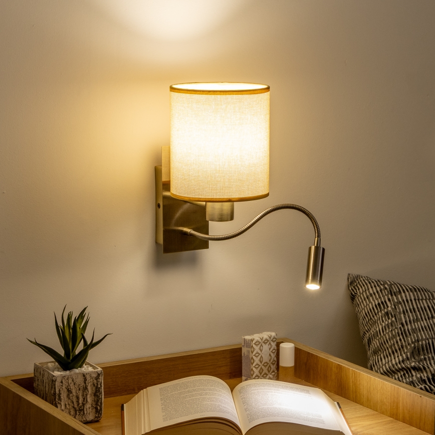 Brilagi - LED Flexibilní nástěnná lampa NUBILA 1xE27/25W/230V + LED/3W mosaz/světle hnědá