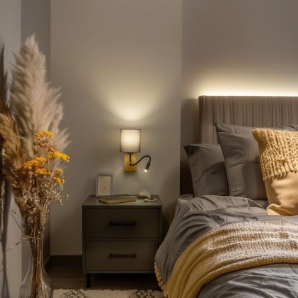 Brilagi - LED Flexibilní nástěnná lampa NUBILA WOOD 1xE27/25W/230V + LED/3W dub/antracit