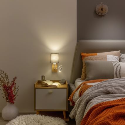 Brilagi - LED Flexibilní nástěnná lampa NUBILA WOOD 1xE27/25W/230V + LED/3W dub/antracit