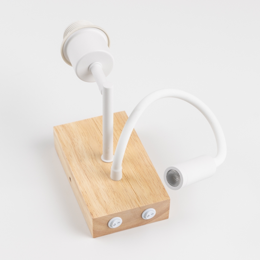 Brilagi - LED Flexibilní nástěnná lampa NUBILA WOOD 1xE27/25W/230V + LED/3W dub/bílá/žlutá