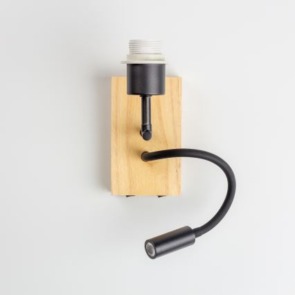 Brilagi - LED Flexibilní nástěnná lampa NUBILA WOOD 1xE27/25W/230V + LED/3W dub/červená