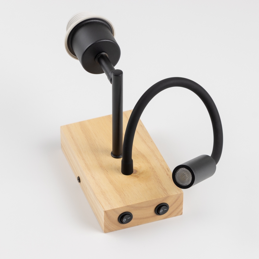 Brilagi - LED Flexibilní nástěnná lampa NUBILA WOOD 1xE27/25W/230V + LED/3W dub/červená