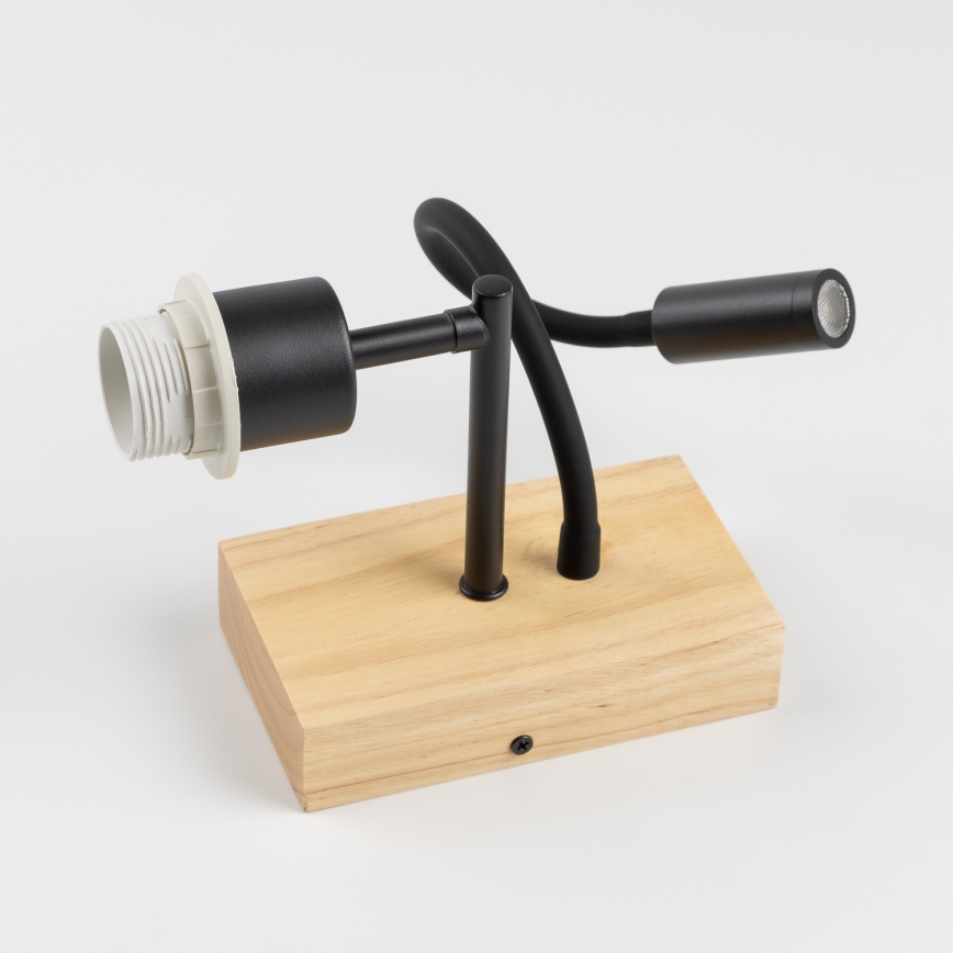 Brilagi - LED Flexibilní nástěnná lampa NUBILA WOOD 1xE27/25W/230V + LED/3W dub/červená