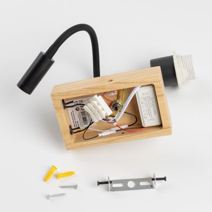 Brilagi - LED Flexibilní nástěnná lampa NUBILA WOOD 1xE27/25W/230V + LED/3W dub/červená