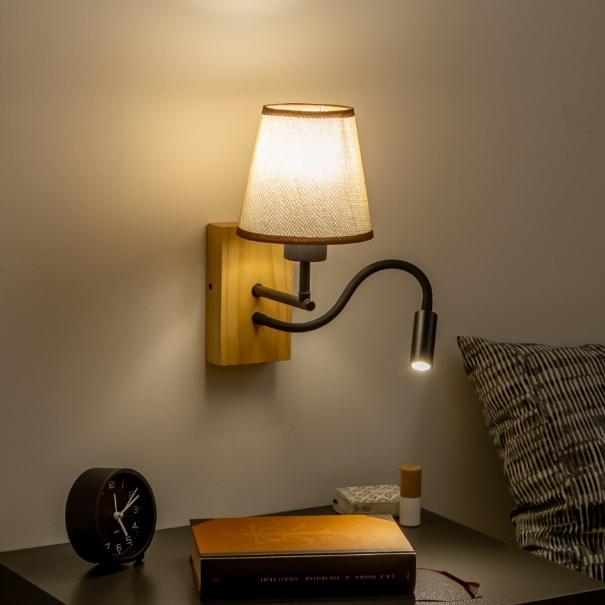 Brilagi - LED Flexibilní nástěnná lampa NUBILA WOOD 1xE27/25W/230V + LED/3W dub/hnědá