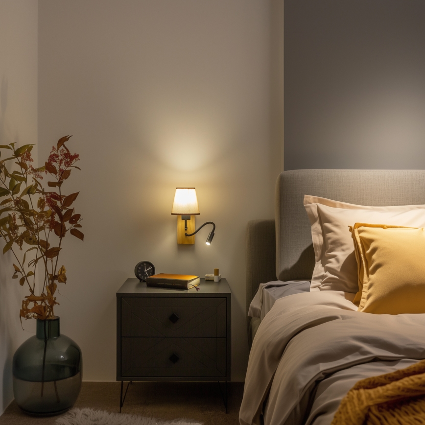 Brilagi - LED Flexibilní nástěnná lampa NUBILA WOOD 1xE27/25W/230V + LED/3W dub/hnědá