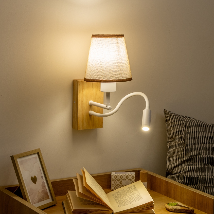 Brilagi - LED Flexibilní nástěnná lampa NUBILA WOOD 1xE27/25W/230V + LED/3W dub/hnědá