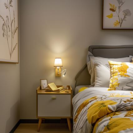 Brilagi - LED Flexibilní nástěnná lampa NUBILA WOOD 1xE27/25W/230V + LED/3W dub/hnědá