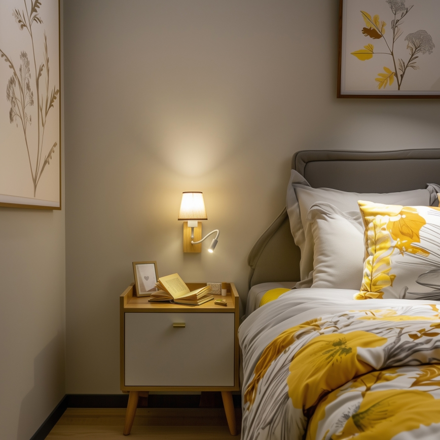 Brilagi - LED Flexibilní nástěnná lampa NUBILA WOOD 1xE27/25W/230V + LED/3W dub/hnědá