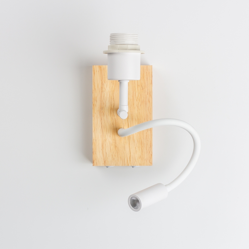 Brilagi - LED Flexibilní nástěnná lampa NUBILA WOOD 1xE27/25W/230V + LED/3W dub/pompejská červená