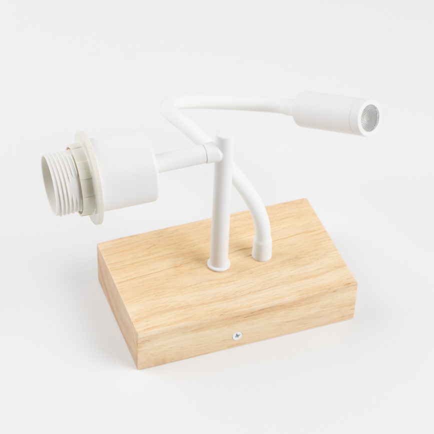 Brilagi - LED Flexibilní nástěnná lampa NUBILA WOOD 1xE27/25W/230V + LED/3W dub/pompejská červená