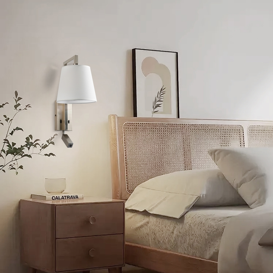 Brilagi - LED Nástěnná lampa RAYA 1xE14/40W/230V + LED/3W bílá/matný chrom