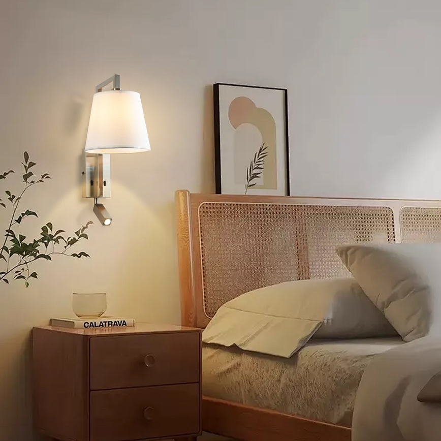 Brilagi - LED Nástěnná lampa RAYA 1xE14/40W/230V + LED/3W bílá/matný chrom