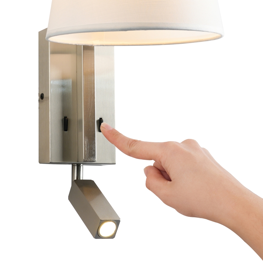 Brilagi - LED Nástěnná lampa RAYA 1xE14/40W/230V + LED/3W bílá/matný chrom