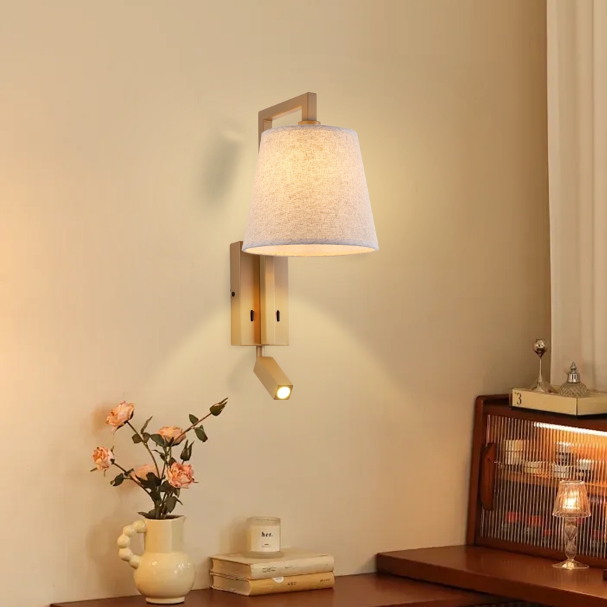 Brilagi - LED Nástěnná lampa RAYA 1xE14/40W/230V + LED/3W len/béžová