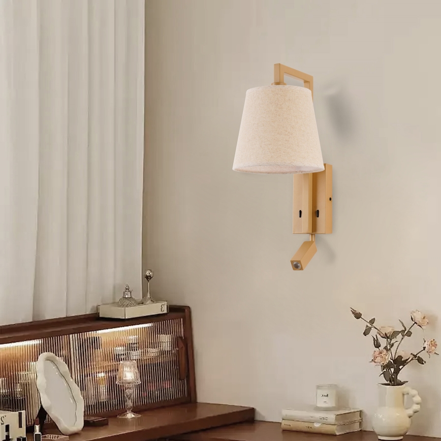 Brilagi - LED Nástěnná lampa RAYA 1xE14/40W/230V + LED/3W len/béžová