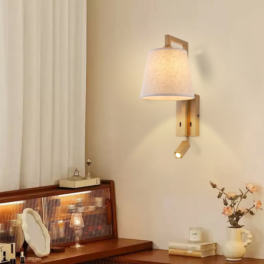 Brilagi - LED Nástěnná lampa RAYA 1xE14/40W/230V + LED/3W len/béžová