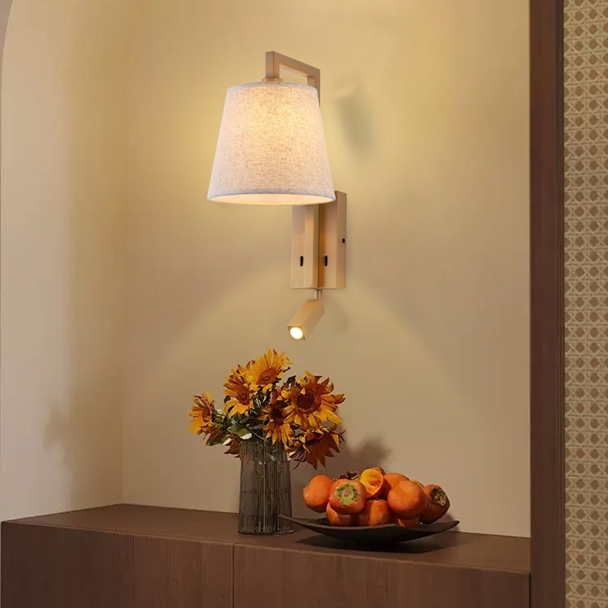 Brilagi - LED Nástěnná lampa RAYA 1xE14/40W/230V + LED/3W len/béžová