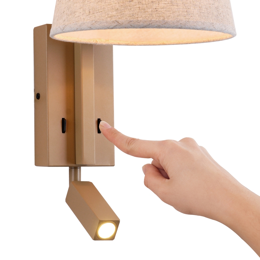 Brilagi - LED Nástěnná lampa RAYA 1xE14/40W/230V + LED/3W len/béžová