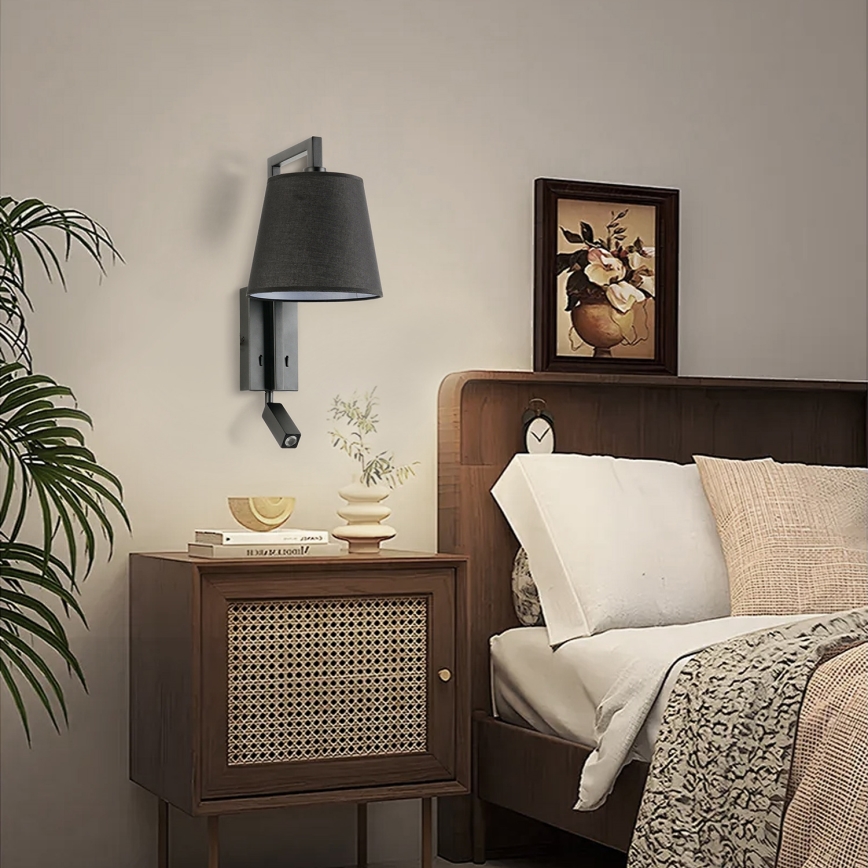 Brilagi - LED Nástěnná lampa RAYAS 1xE14/40W/230V + LED/3W černá