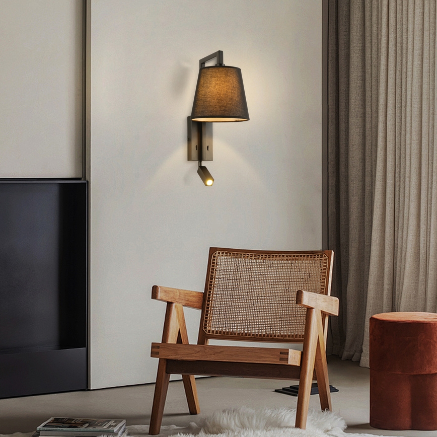 Brilagi - LED Nástěnná lampa RAYAS 1xE14/40W/230V + LED/3W černá