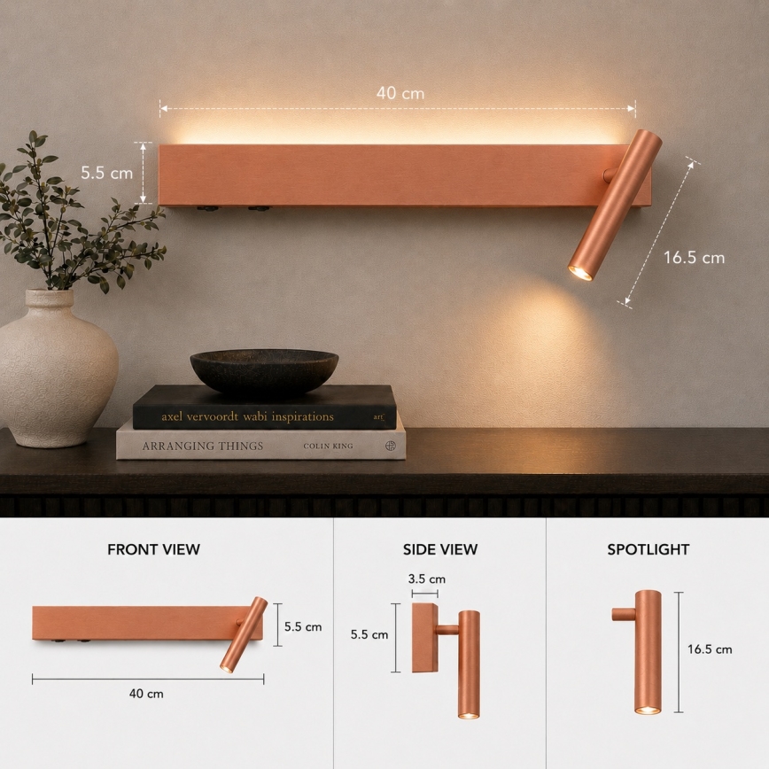 Brilagi - LED Nástěnné bodové svítidlo ARLIX LED/3W/230V + LED/7W bronzová CRI 90