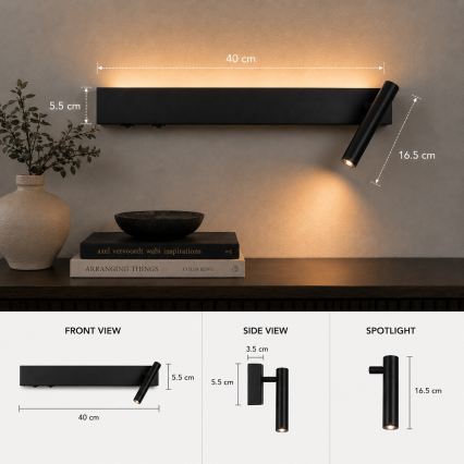 Brilagi - LED Nástěnné bodové svítidlo ARLIX LED/3W/230V + LED/7W černá CRI 90