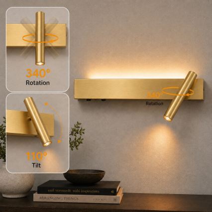 Brilagi - LED Nástěnné bodové svítidlo ARLIX LED/3W/230V + LED/7W zlatá CRI 90