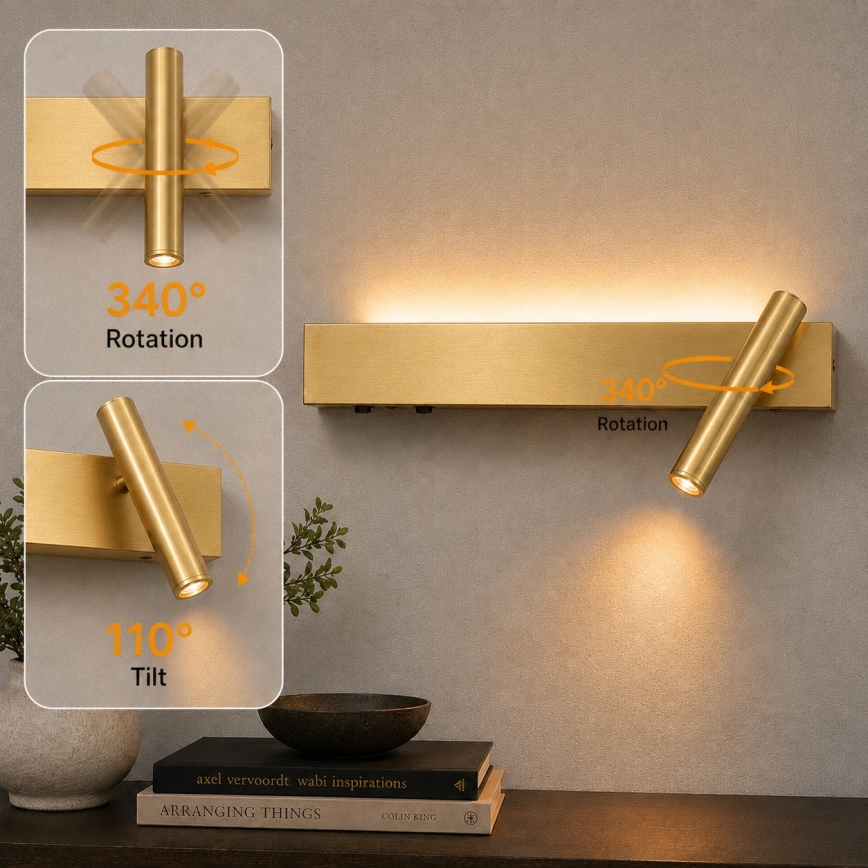 Brilagi - LED Nástěnné bodové svítidlo ARLIX LED/3W/230V + LED/7W zlatá CRI 90