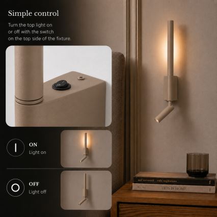 Brilagi - LED Nástěnné bodové svítidlo VIXON LED/3W/230V + LED/5W béžová CRI 90