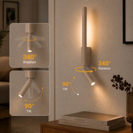 Brilagi - LED Nástěnné bodové svítidlo VIXON LED/3W/230V + LED/5W béžová CRI 90