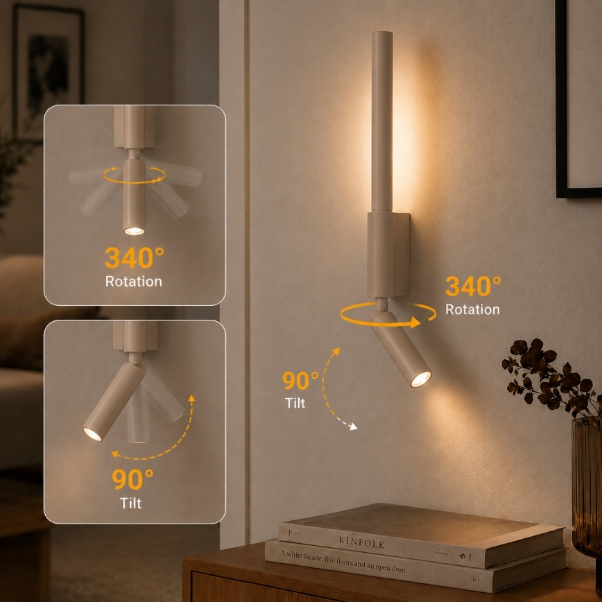 Brilagi - LED Nástěnné bodové svítidlo VIXON LED/3W/230V + LED/5W béžová CRI 90