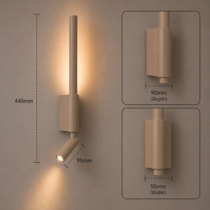 Brilagi - LED Nástěnné bodové svítidlo VIXON LED/3W/230V + LED/5W béžová CRI 90