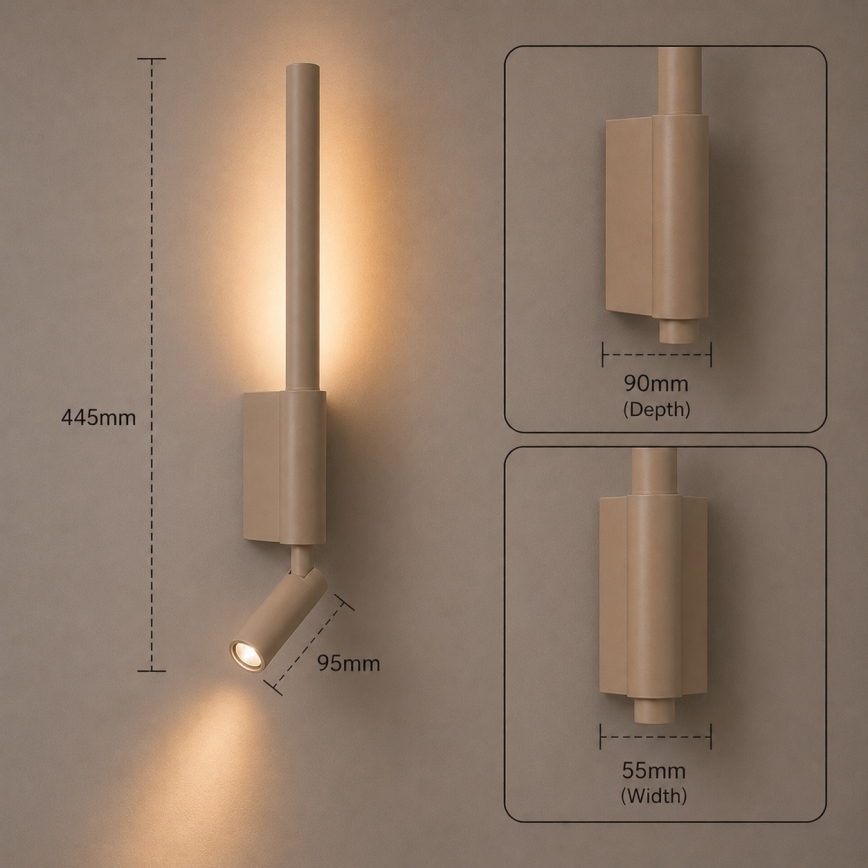 Brilagi - LED Nástěnné bodové svítidlo VIXON LED/3W/230V + LED/5W béžová CRI 90